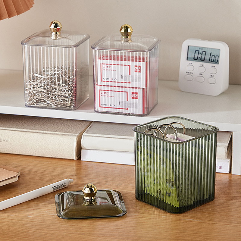 Luxury Skincare Samples - Light Luxury Clear Cotton Swabs Storage