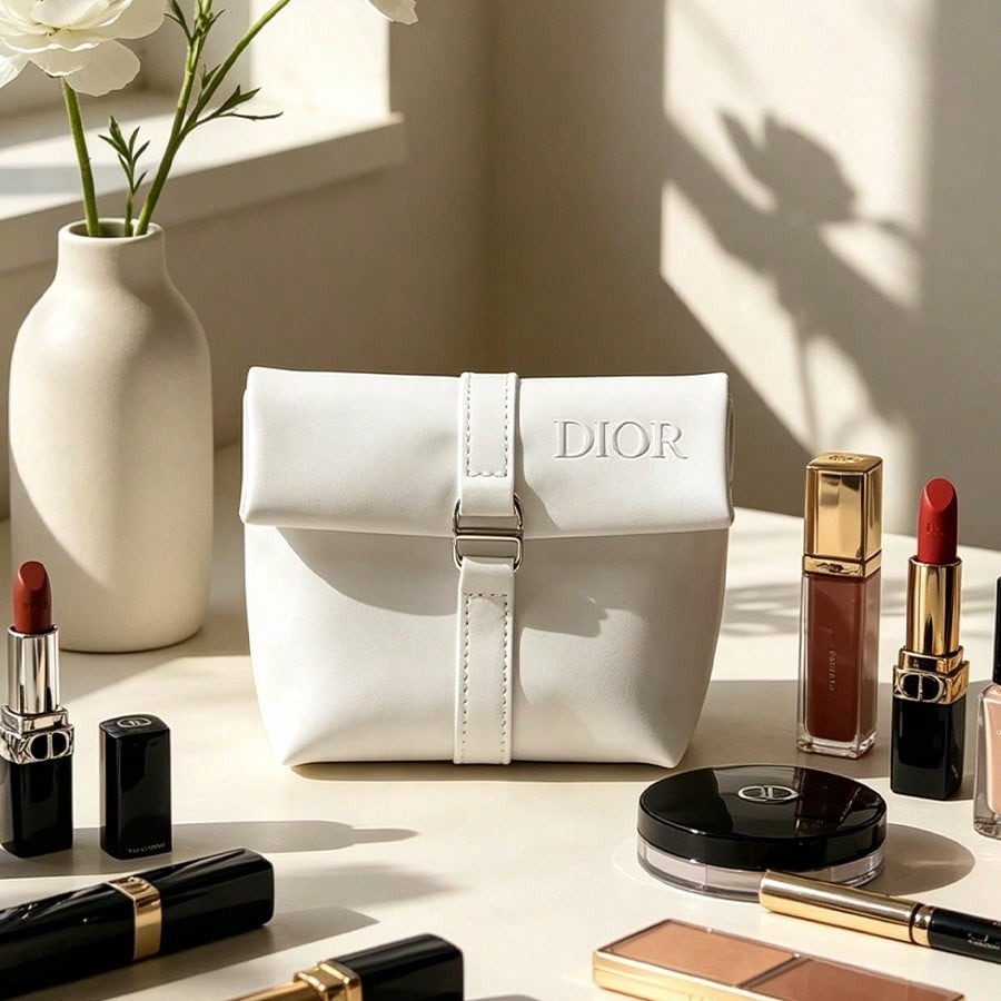 Dior’s Bag White Cosmetic Bag  - огляд і ціна Luxury Skincare Samples