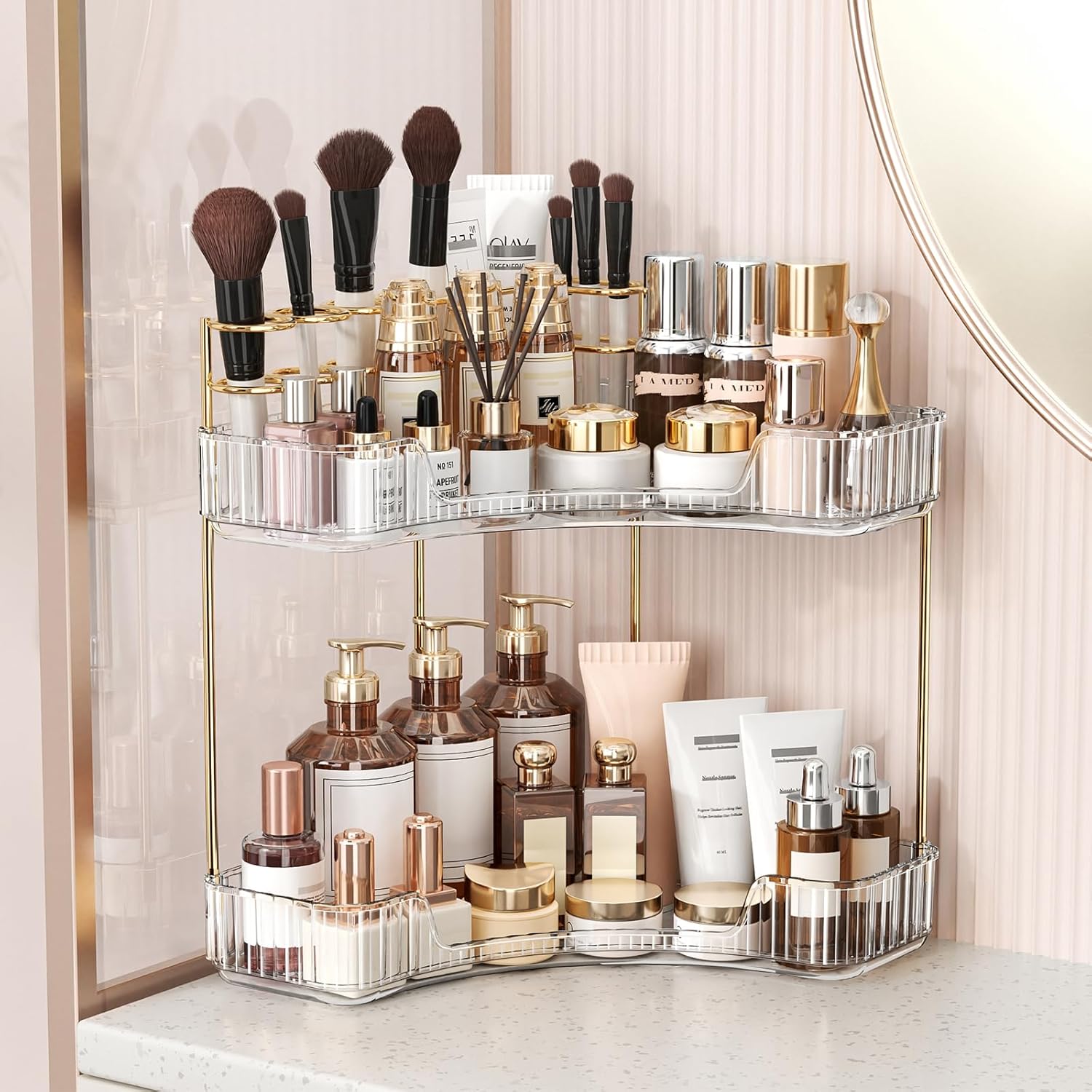 2-Tier Clear Bathroom Organize - огляд і ціна Luxury Gold Skincare