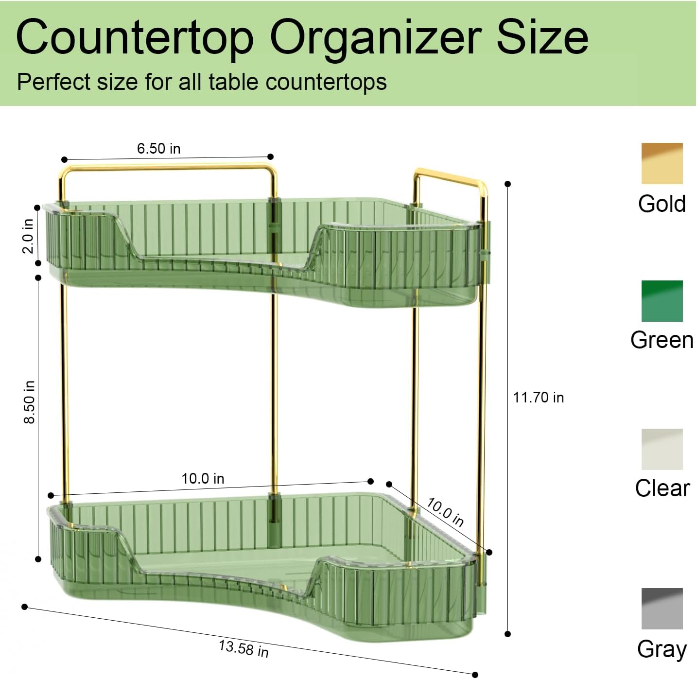 2-Tier Clear Bathroom Organize - огляд і ціна Luxury Gold Skincare